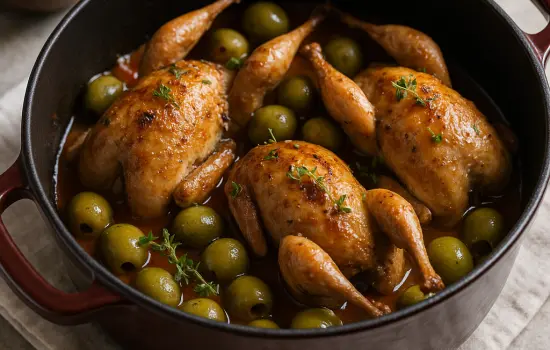 Cailles aux olives à la provençale