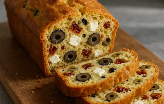 Cake aux olives, feta et tomates séchées facile