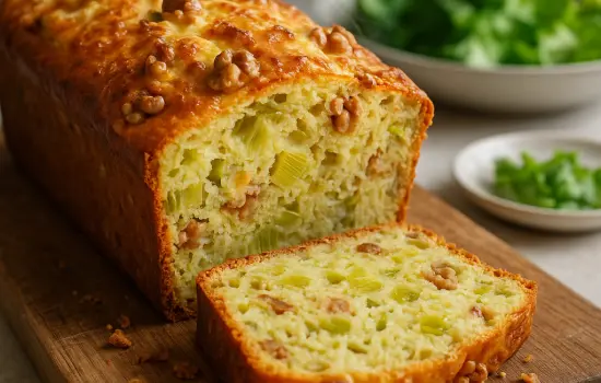 Cake aux poireaux, comté et noix facile