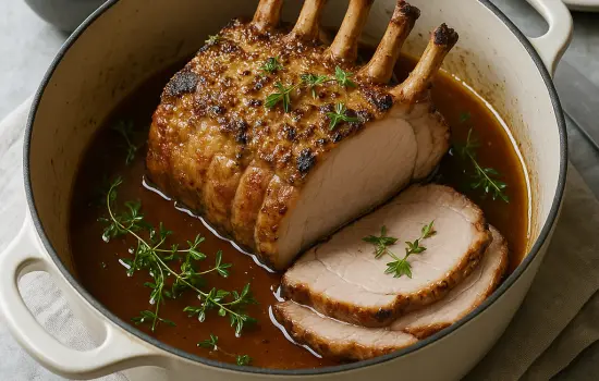 Carré de porc aux herbes et moutarde à l’ancienne