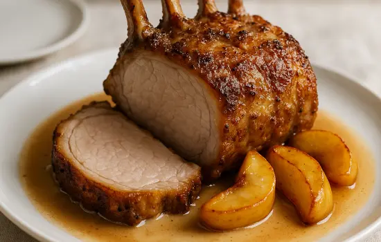 Carré de porc aux pommes caramélisées à la normande