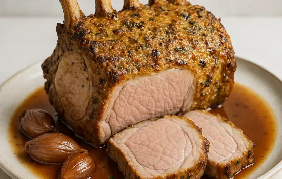 Carré de veau rôti à la moutarde et aux herbes à l’ancienne