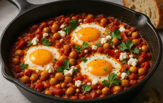 Chakchouka aux pois chiches et feta