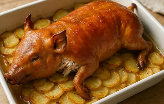 Cochon de lait aux pommes de terre à la boulangère