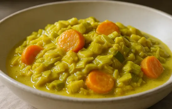 Compotée de poireaux et carottes au curry doux