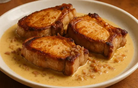 Côtes de porc à la crème et au maroilles