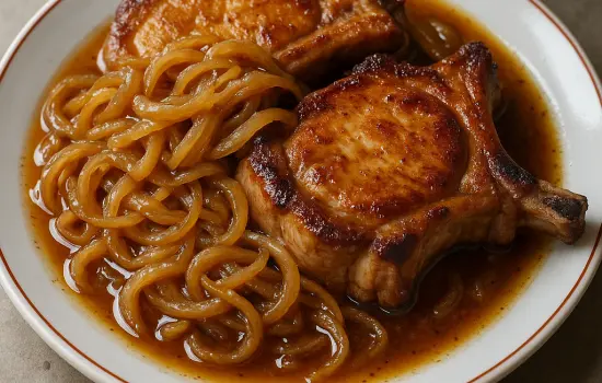 Côtes de porc à la lyonnaise