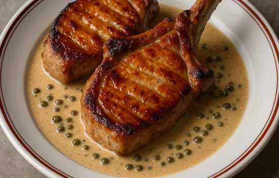 Côtes de porc à la sauce au poivre à la française