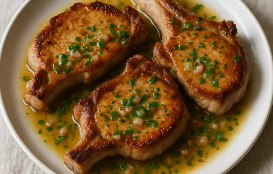 Côtes de porc sauce Bercy à la française