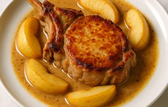 Côtes de veau à la normande aux pommes et au cidre