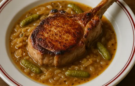 Côtes de veau sauce charcutière à l’ancienne