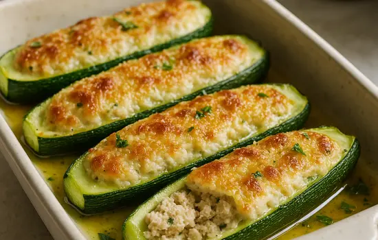 Courgettes farcies au thon et à la ricotta