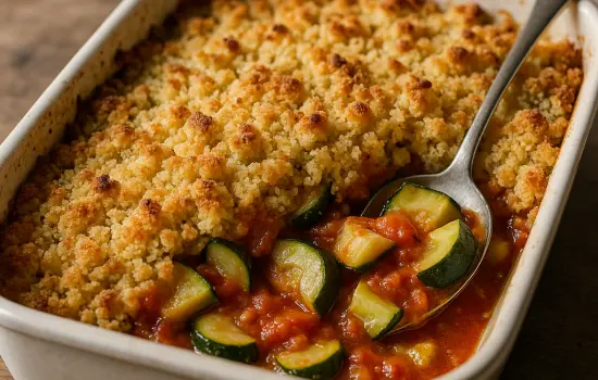 Crumble de courgettes à la tomate et au parmesan