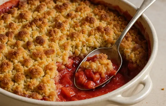 Crumble de fraises et rhubarbe facile