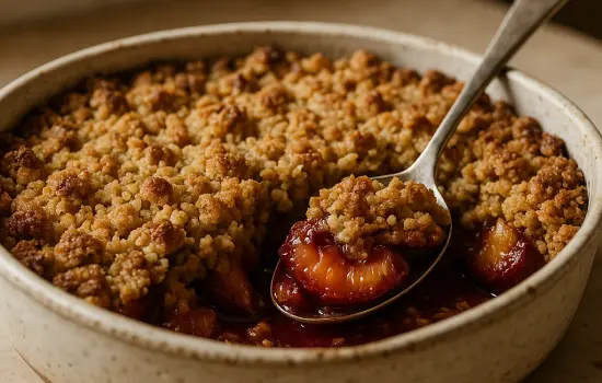 Crumble de prunes aux flocons d’avoine