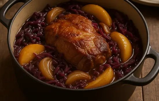Échine de porc braisée à la bière et au chou rouge à l’ancienne