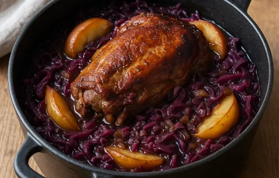 Épaule de porc braisée au chou rouge à l’ancienne