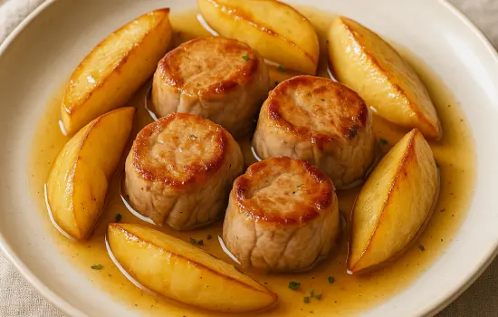 Filet mignon de porc au cidre et aux pommes à la normande