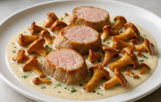Filet mignon de porc aux girolles à la crème