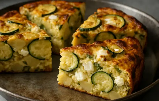 Frittata aux pommes de terre, courgettes et feta facile