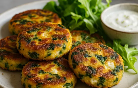 Galettes de polenta aux épinards et à la feta