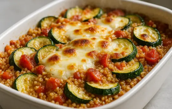 Gratin de boulgour aux courgettes, tomates et mozzarella