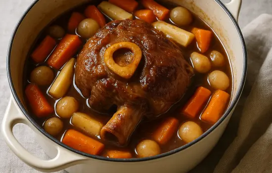 Jarret de veau braisé aux légumes anciens
