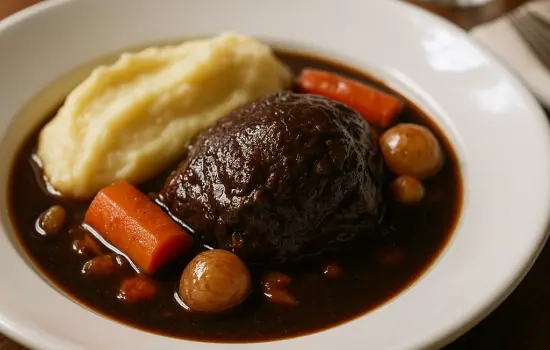 Joue de bœuf braisée au vin rouge à l’ancienne
