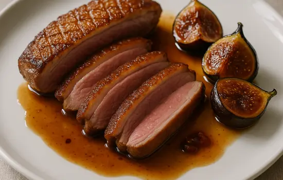 Magret de canard aux figues rôties à la française