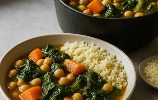 Mijoté de pois chiches, carottes et blettes au citron