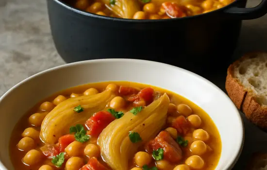 Mijoté de pois chiches, fenouil et tomates au safran