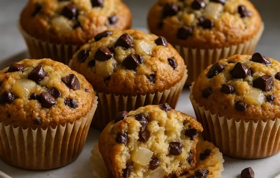Muffins aux poires et aux pépites de chocolat faciles