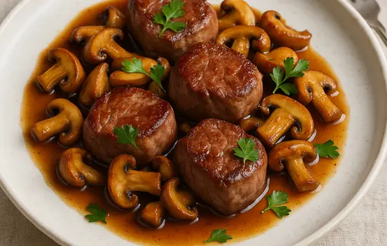 Noisettes d’agneau aux champignons à la française