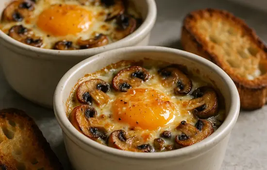 Œufs cocotte aux champignons et comté