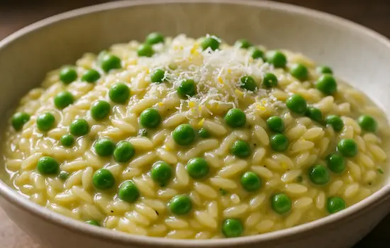 Orzo crémeux aux petits pois et citron facile