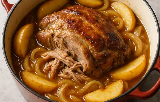 Palette de porc braisée au cidre et aux pommes à la normande