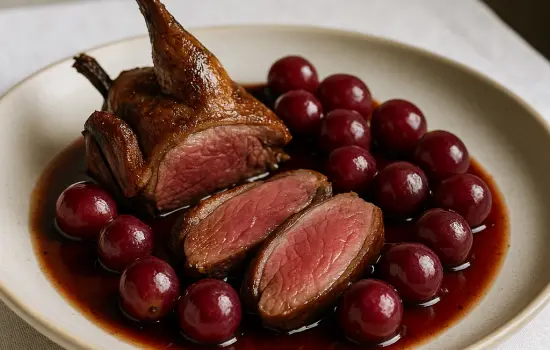 Palombe rôtie aux raisins à la française