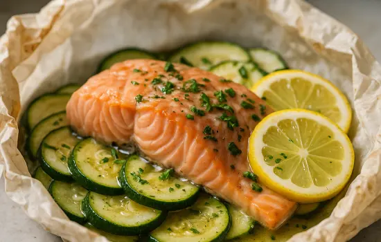 Papillotes de saumon aux courgettes et citron facile