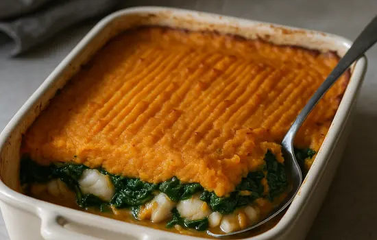 Parmentier de cabillaud aux épinards et patate douce