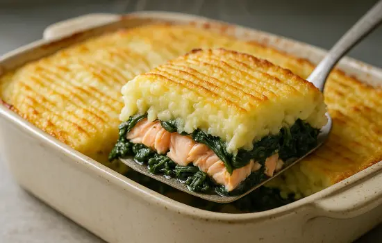 Parmentier de saumon aux épinards facile