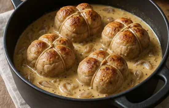 Paupiettes de porc à la moutarde à l’ancienne