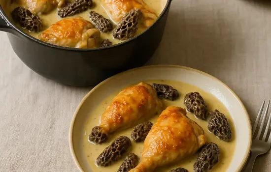 Poulet aux morilles à la crème