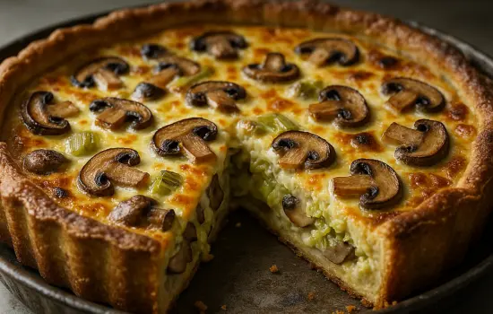 Quiche aux champignons, poireaux et tomme facile
