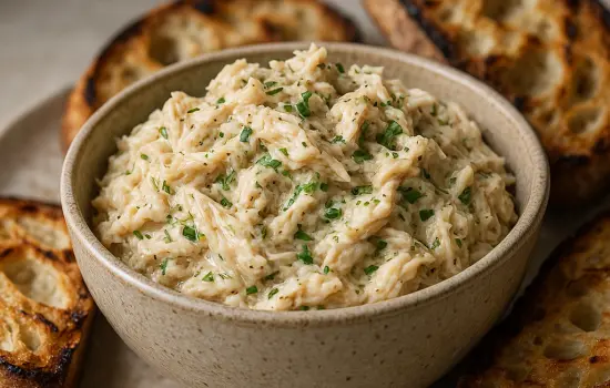 Rillettes de poulet rôti au citron et aux herbes