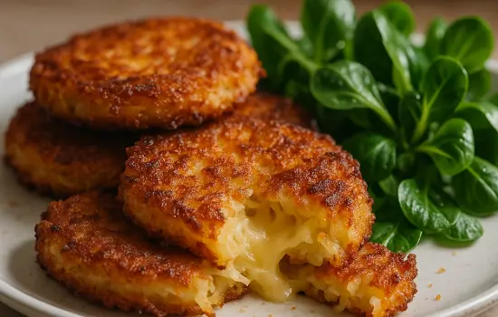 Röstis de pommes de terre au comté et salade de mâche