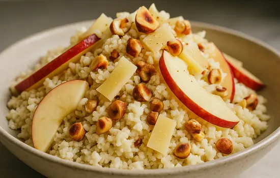 Salade de chou-fleur cru, pomme, comté et noisettes