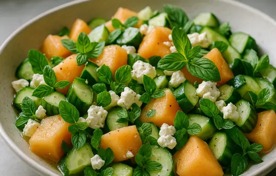 Salade de concombre, melon et feta facile