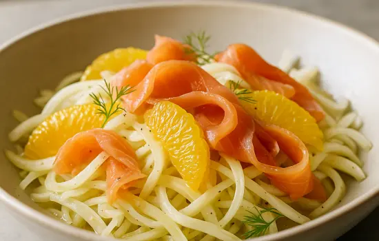 Salade de fenouil, orange et saumon fumé