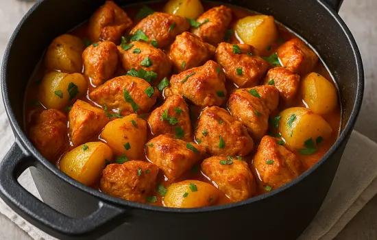Sauté de dinde au paprika et aux pommes de terre