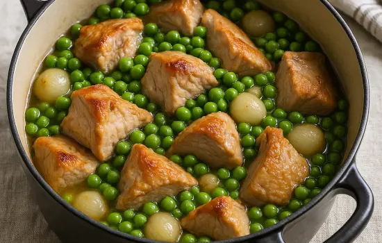Sauté de dinde aux petits pois à l’ancienne
